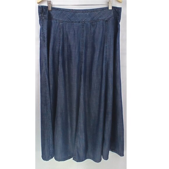 Coldwater Creek Chambray Denim A-line Maxi Midi Skirt in Good Condition - Picture 3 of 6